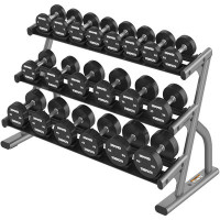 Life Fitness Axiom Series Three Tier short & long saddle dumbbell racks 